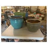 Assorted Set of 6 Ceramic Planters with River Rocks