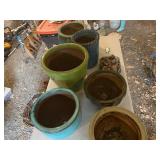 Assorted Set of 6 Ceramic Planters with River Rocks