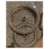 Lot of Vintage Bicycle Parts Including USA Huffman Frame and Wheels