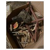 Lot of Vintage Bicycle Parts Including USA Huffman Frame and Wheels