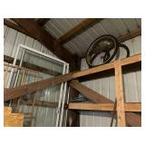 Assorted Scrap Pieces  Including Metal Pipes and Bicycle Wheels