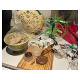 Assorted Decorative Items, Glassware, and Novelty Coins