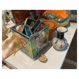 Assorted Decorative Items, Glassware, and Novelty Coins