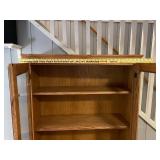 Vintage Oak Glass Door Display Cabinet with Shelves