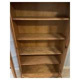 Vintage Oak Glass Door Display Cabinet with Shelves