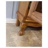 Vintage Oak Glass Door Display Cabinet with Shelves