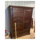 Mahogany Wood Armoire with Drawers and Shelving