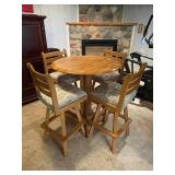 Solid Oak Dining Set with 4 Swivel Bar Stools
