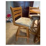Solid Oak Dining Set with 4 Swivel Bar Stools