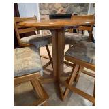 Solid Oak Dining Set with 4 Swivel Bar Stools