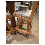 Solid Oak Dining Set with 4 Swivel Bar Stools
