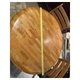 Solid Oak Dining Set with 4 Swivel Bar Stools