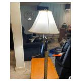 Wooden Side Table with Integrated Lamp