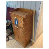 Oak Bathroom Storage Cabinet with Shelf and Drawer