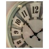 Vintage Style Wall Clock with Distressed Cream Finish