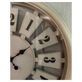 Vintage Style Wall Clock with Distressed Cream Finish