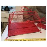 Set of 2 Red Wire Mesh Rooster Decor Baskets