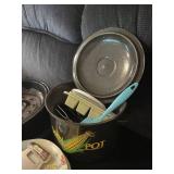 Assorted Kitchenware Set with Enamelware and Corn Pot