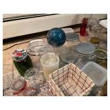 Collection of Assorted Glass Jars and Containers