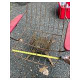 Vintage Outdoor Wire Mesh Patio Chair with Red Armrests