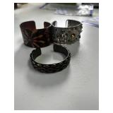 Set of 3 Vintage Cuff Bracelets with Decorative Designs