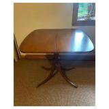 Antique Flip Top Parlor Table with Hidden Storage and Carved Pedestal Base