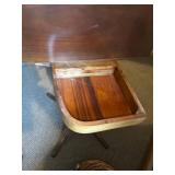 Antique Flip Top Parlor Table with Hidden Storage and Carved Pedestal Base