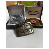 Collection of Vintage Belt Buckles and Cufflinks Set