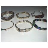 Set of 6 Unique Mixed Metal Bracelets with Intricate Designs