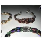 Set of 6 Unique Mixed Metal Bracelets with Intricate Designs