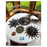 Collection of 6 Sun Face Metal and Ceramic Wall Plaques with Wreath