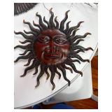Collection of 6 Sun Face Metal and Ceramic Wall Plaques with Wreath