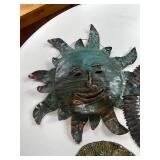 Collection of 6 Sun Face Metal and Ceramic Wall Plaques with Wreath