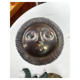 Collection of 6 Sun Face Metal and Ceramic Wall Plaques with Wreath