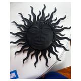 Collection of 6 Sun Face Metal and Ceramic Wall Plaques with Wreath
