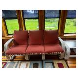 Outdoor Patio Sofa and Matching Glass-Top Side Table Set