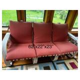 Outdoor Patio Sofa and Matching Glass-Top Side Table Set