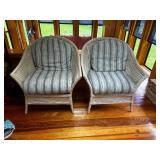 Pair of Wicker Armchairs with Cushions