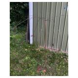 Set of Two Metal Garden Art Sculptures with Hanging Ornaments