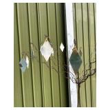 Set of Two Metal Garden Art Sculptures with Hanging Ornaments