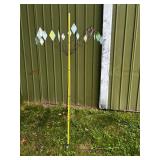 Set of Two Metal Garden Art Sculptures with Hanging Ornaments
