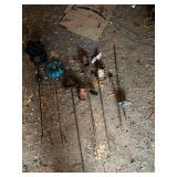 Collection of 8 Metal Garden Stakes with Various Designs