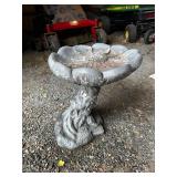 Vintage Concrete Bird Bath with Floral Design