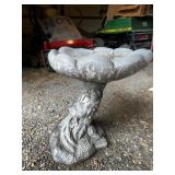 Vintage Concrete Bird Bath with Floral Design