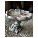 Vintage Concrete Bird Bath with Floral Design