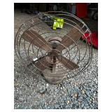 Vintage U.S. Property Metal Desk Fan with Wooden Base