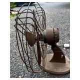 Vintage U.S. Property Metal Desk Fan with Wooden Base
