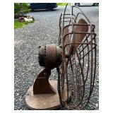 Vintage U.S. Property Metal Desk Fan with Wooden Base
