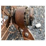 Vintage U.S. Property Metal Desk Fan with Wooden Base