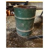 Large Used Green Metal Barrel